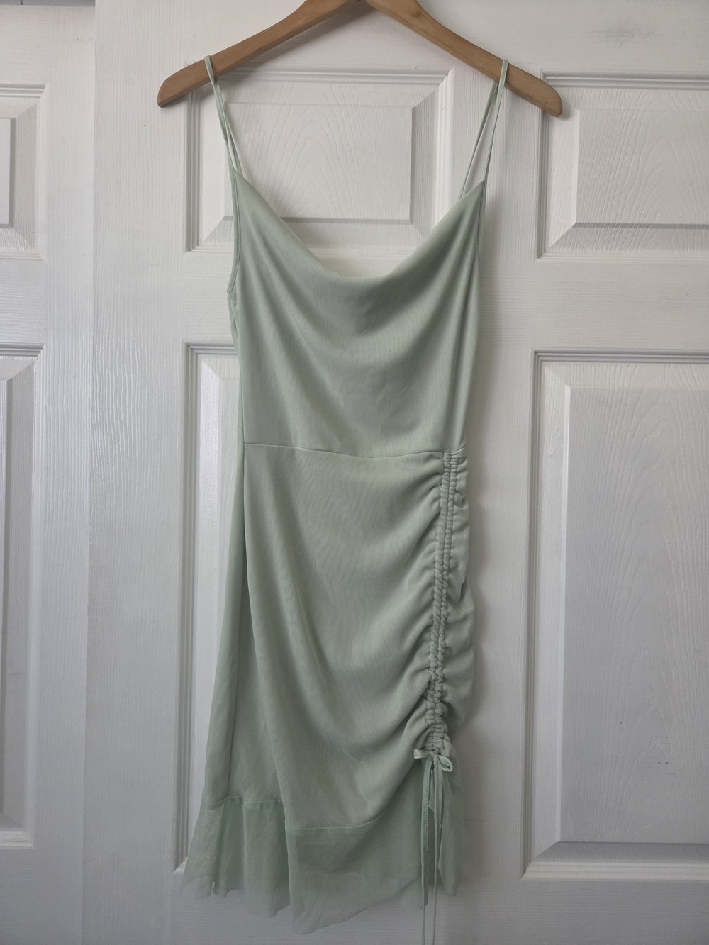 Pretty Little Thing Cowl Neck Spaghetti Strap Mini Dress in Pale Mint Women's 6